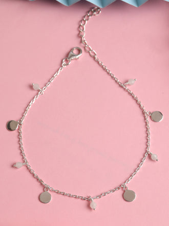 CLARA 925 Sterling Silver Azrah Anklet Payal ( Single ) Adjustable Chain Gift for Women and Girls