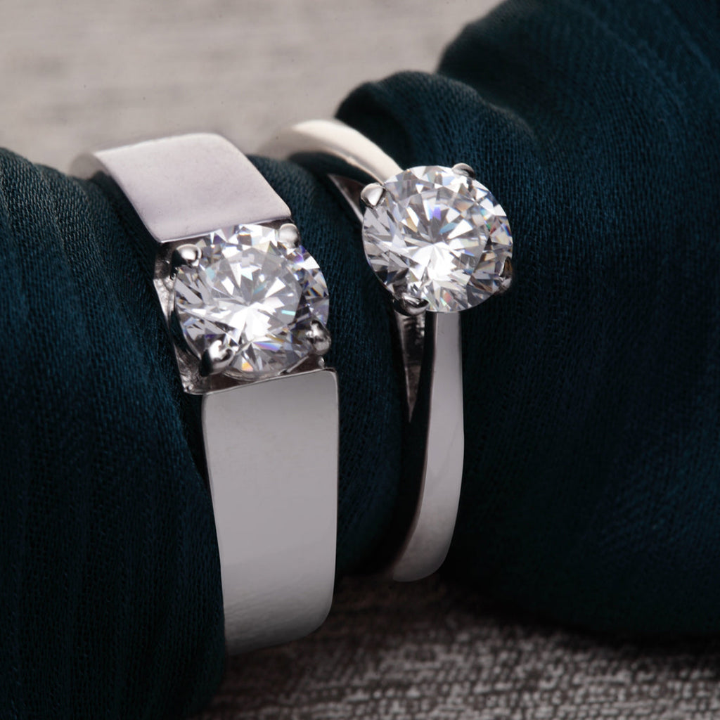 CLARA Pure 925 Sterling Silver Luca Adjustable Couple Band, Promise Rings for Lovers