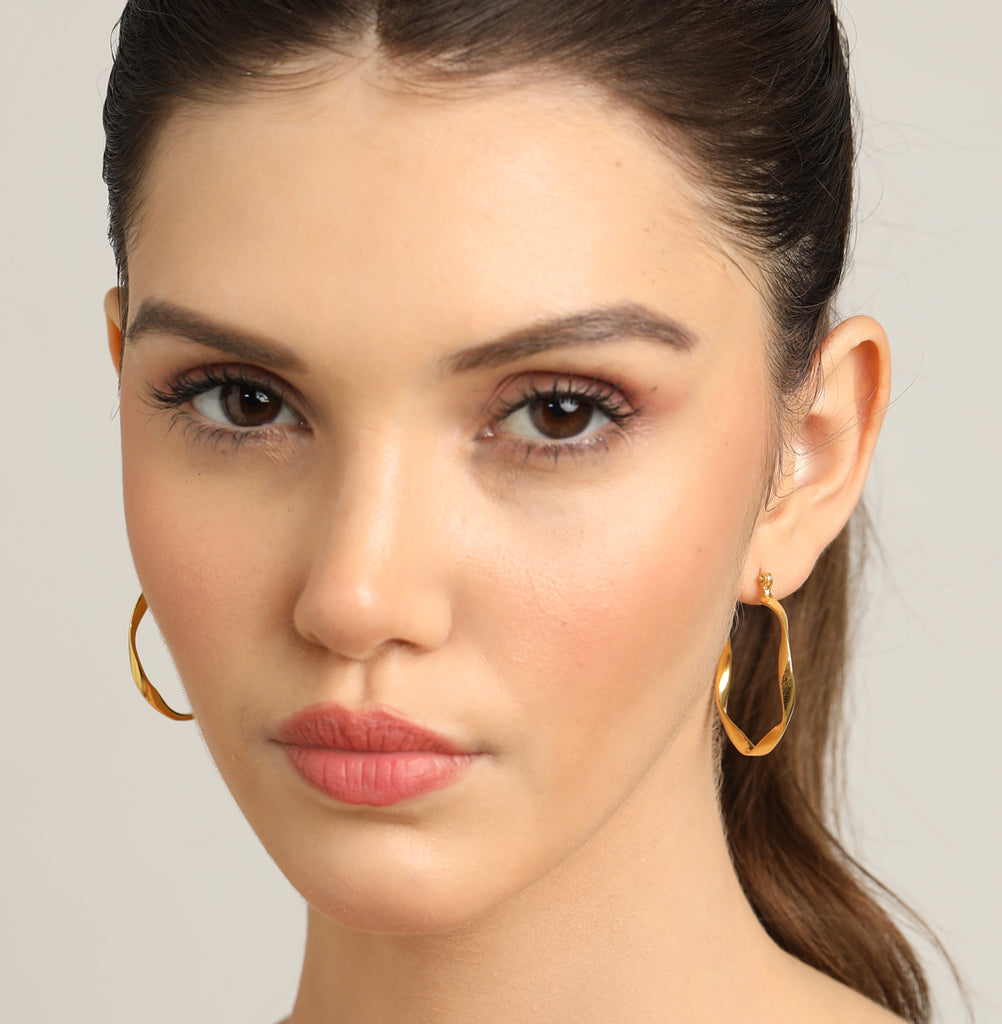 CLARA 925 Sterling Silver Twisted Hoop Earring Gold Plated Gift for Women & Girls