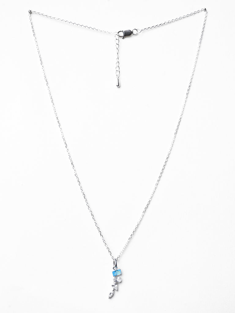 CLARA 925 Sterling Silver diamante Pendant Chain Necklace 