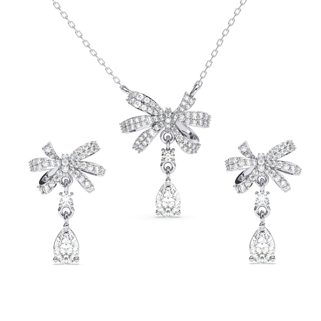 Silver Bow Knot Jewellery Set