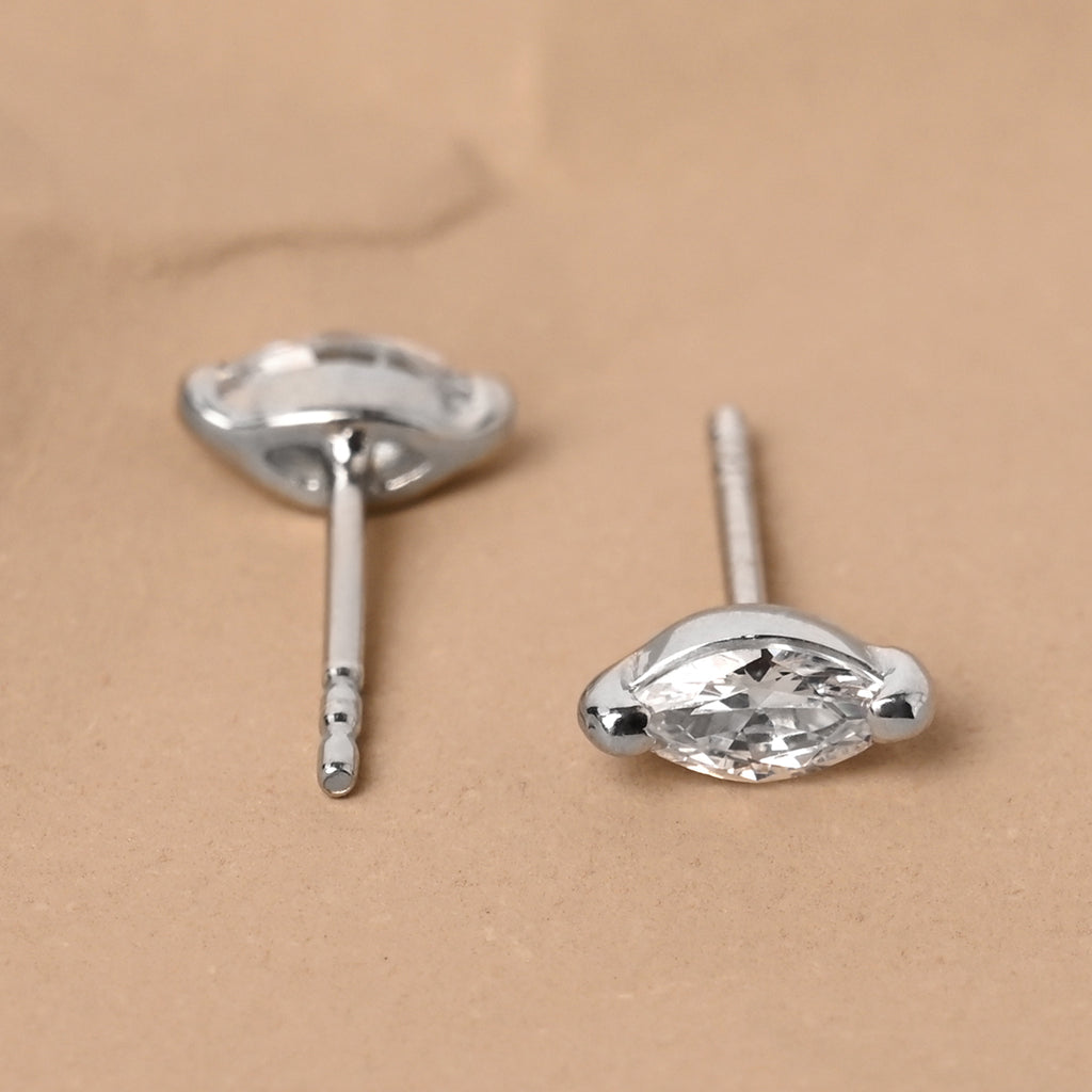 CLARA 925 Sterling Silver Marquise Studs Earrings Gift for Kids Girls