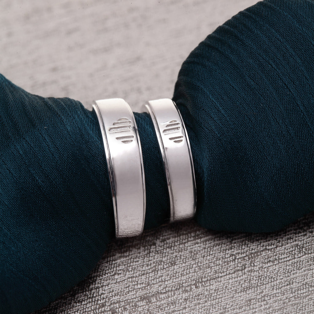 CLARA Pure 925 Sterling Silver Heart Adjustable Couple Band, Promise Rings for Lovers | Gift for Men and Women