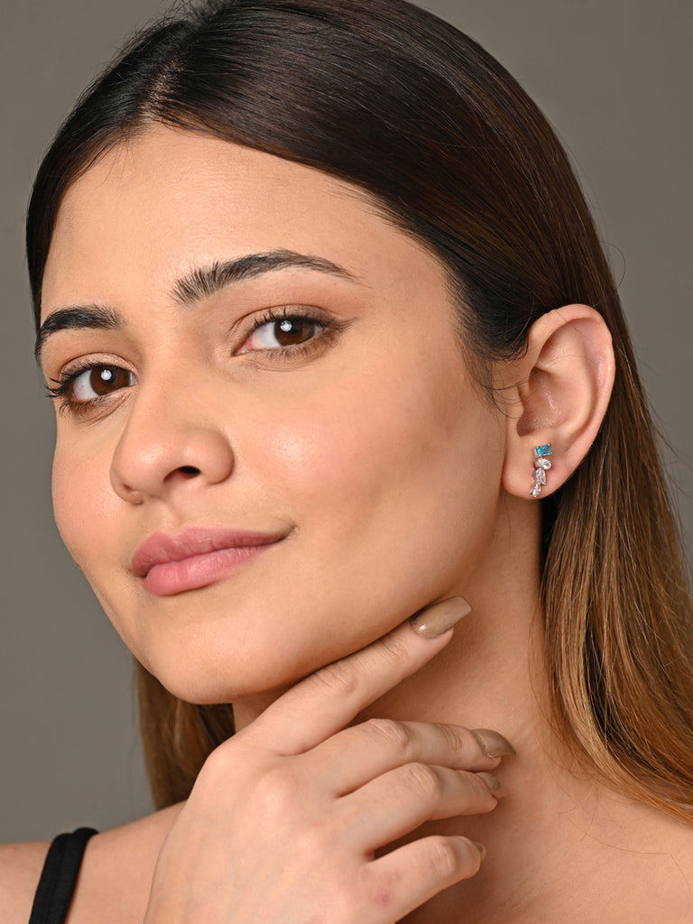 CLARA 925 Sterling Silver diamante Earrings 