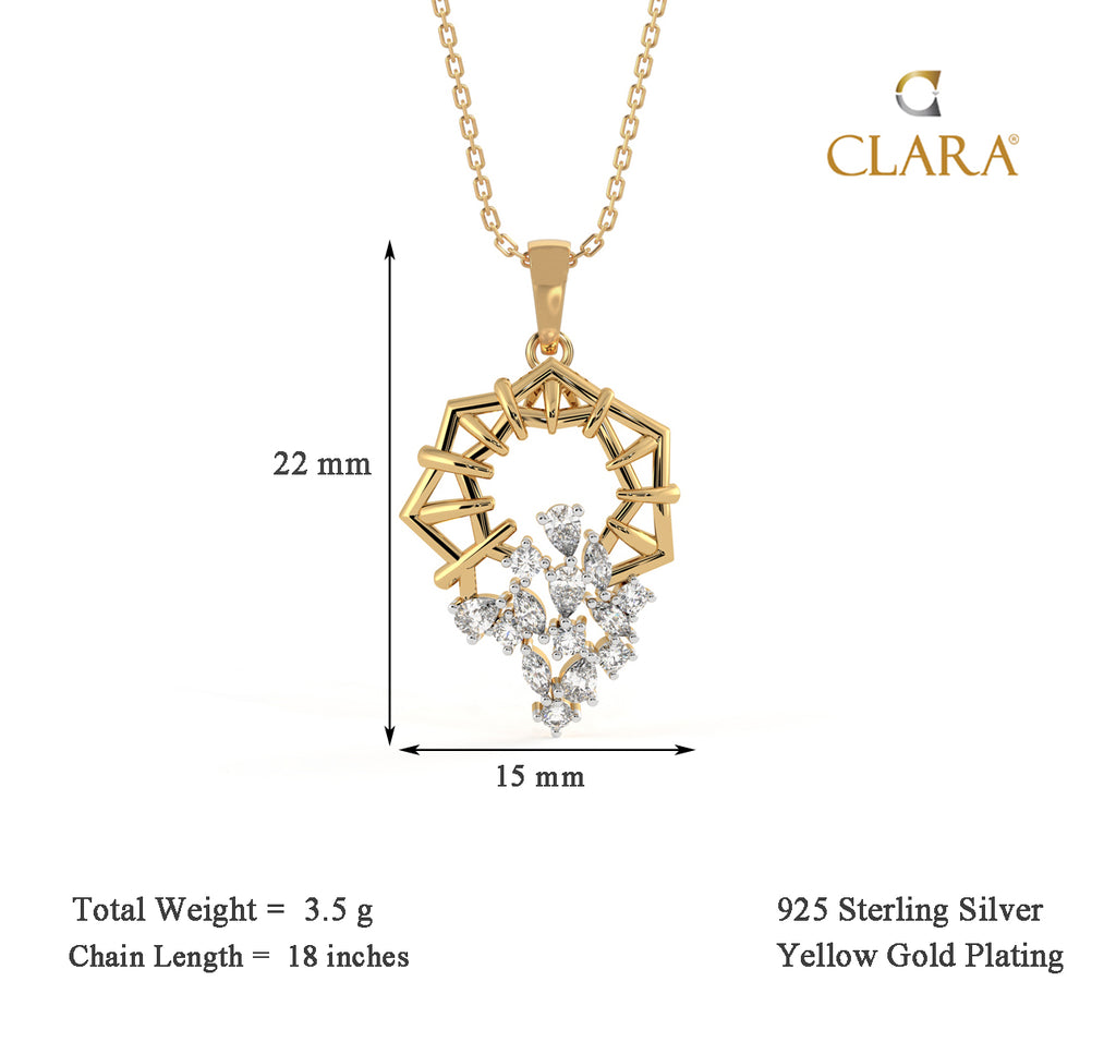 CLARA 925 Sterling Silver Alba Pendant Chain Necklace 