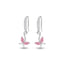 Silver Pink Butterfly Drop Earrings