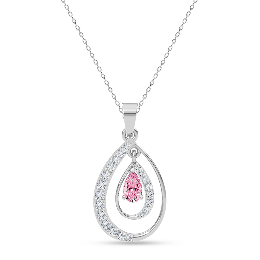 Silver Meconi Pink Pendant with Chain