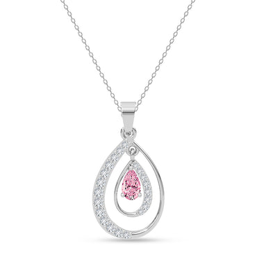 Silver Meconi Pink Pendant with Chain