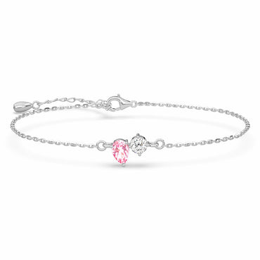 Silver Toi et Moi Solitaire Bracelet