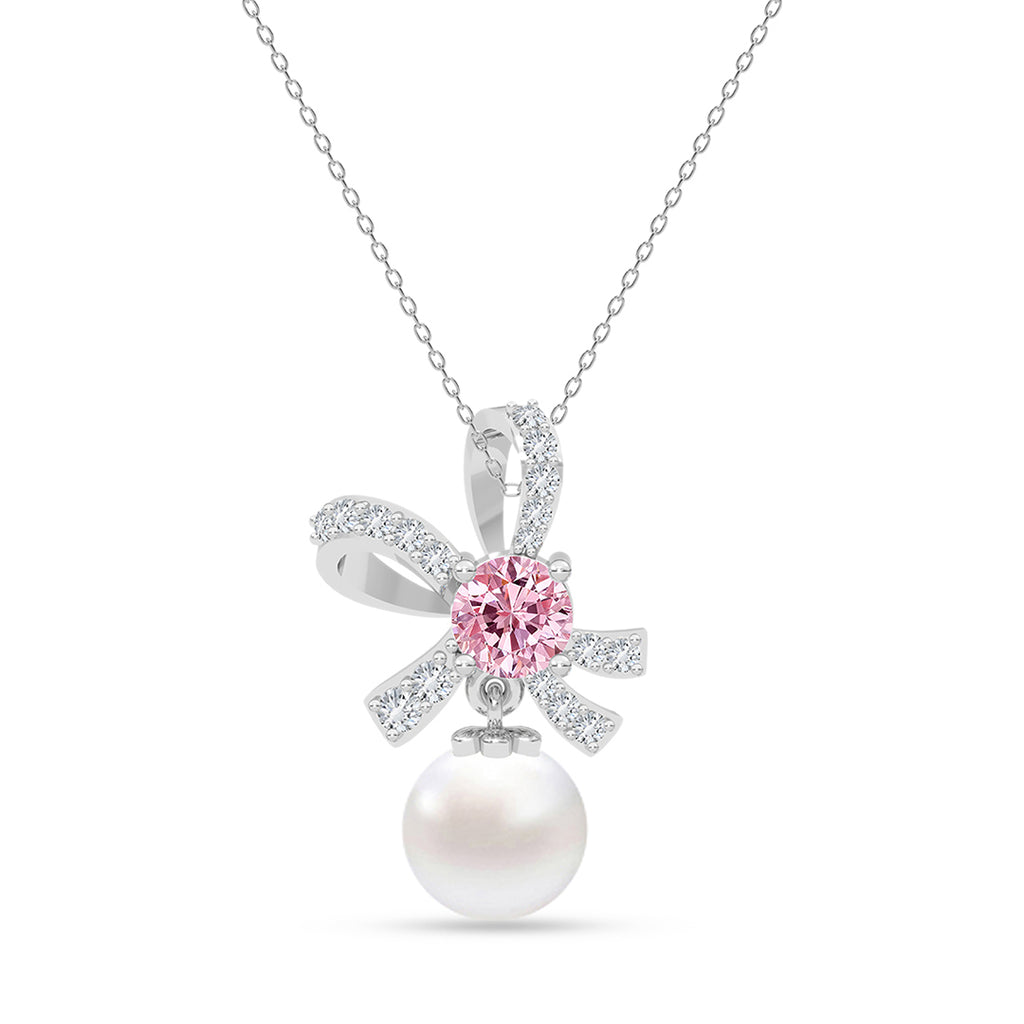 Silver Mirella Pearl Pendant with Chain