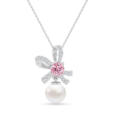 Silver Mirella Pearl Pendant with Chain