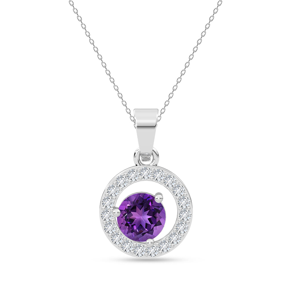 Silver Romina Purple Pendant with Chain