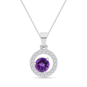 Silver Romina Purple Pendant with Chain