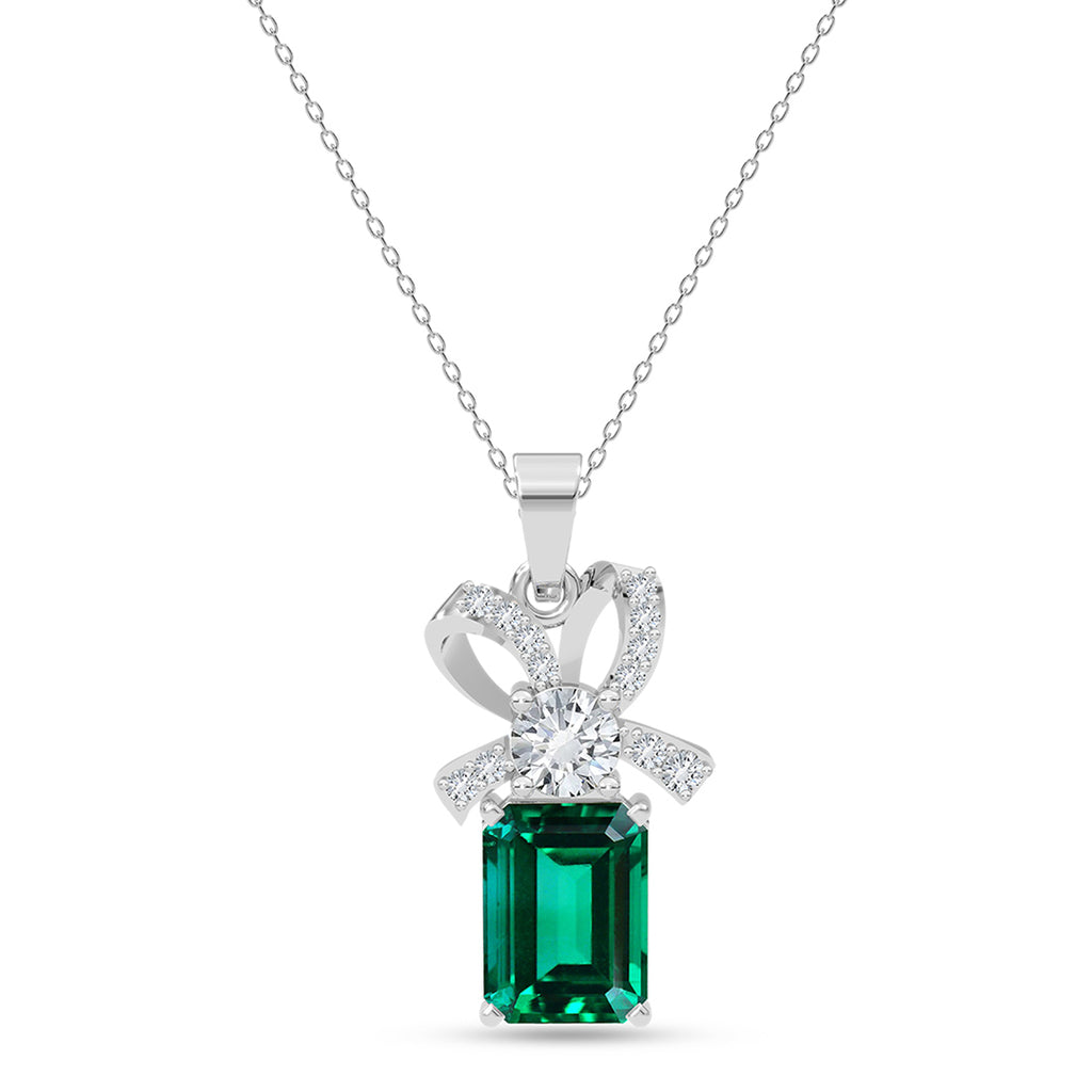 Silver Ginevra Green Pendant with Chain