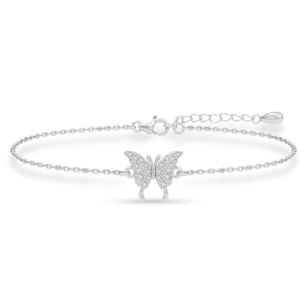 Silver Fia Butterfly Adjustable Chain Bracelet
