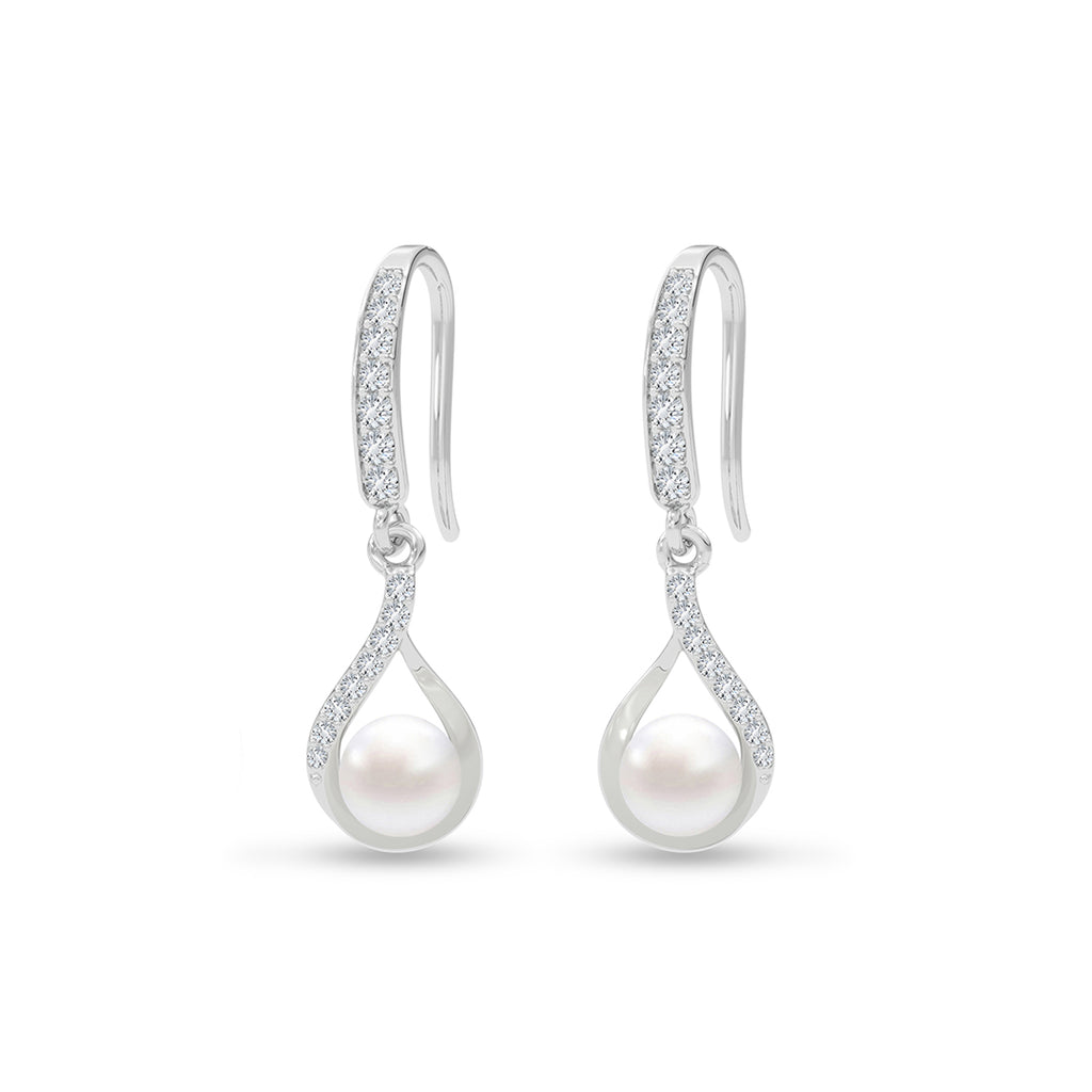 Silver Etoile Pearl Drop Earrings