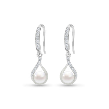 Silver Etoile Pearl Drop Earrings