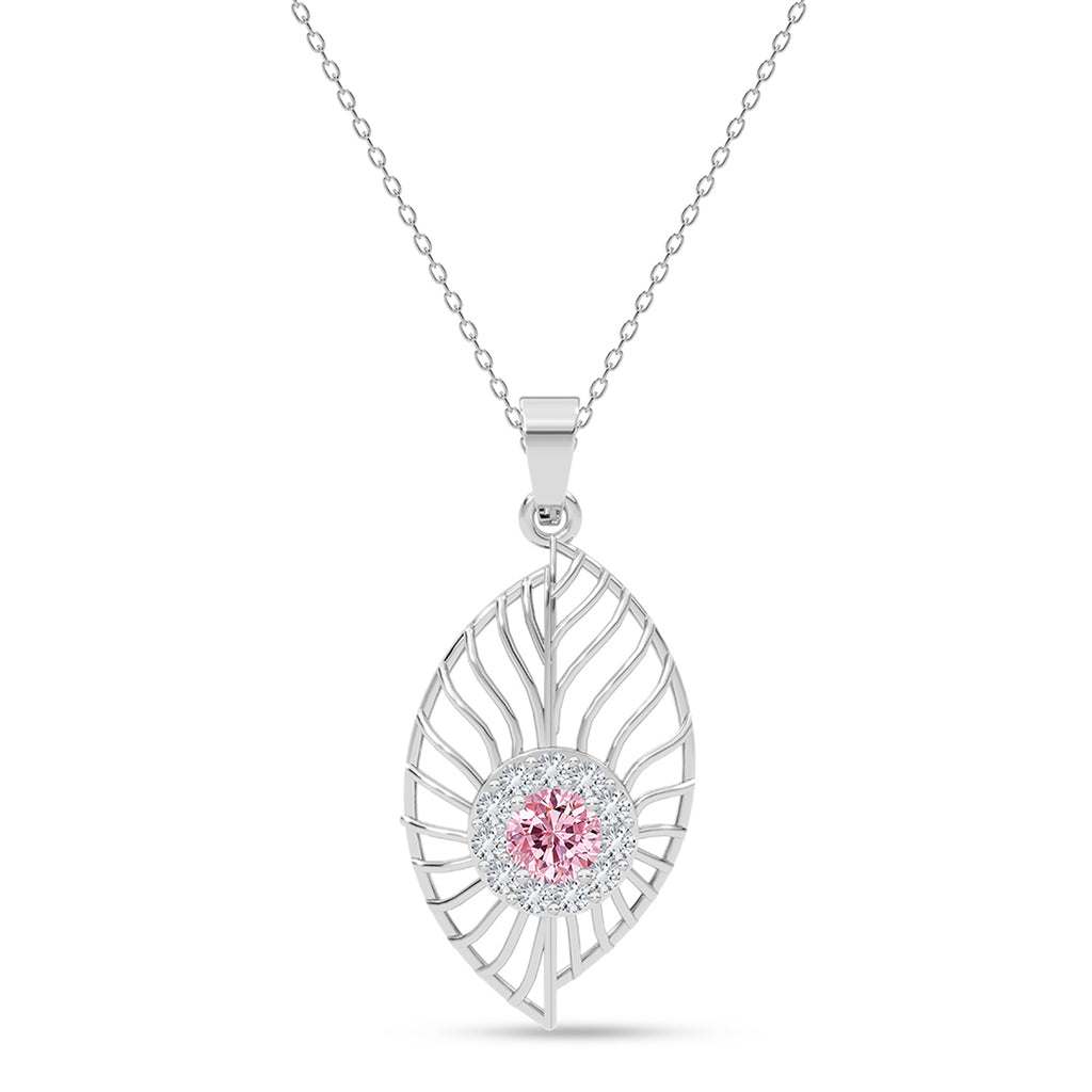Silver Diu Pink Pendant with Chain
