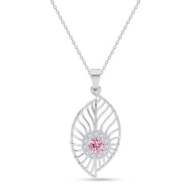 Silver Diu Pink Pendant with Chain