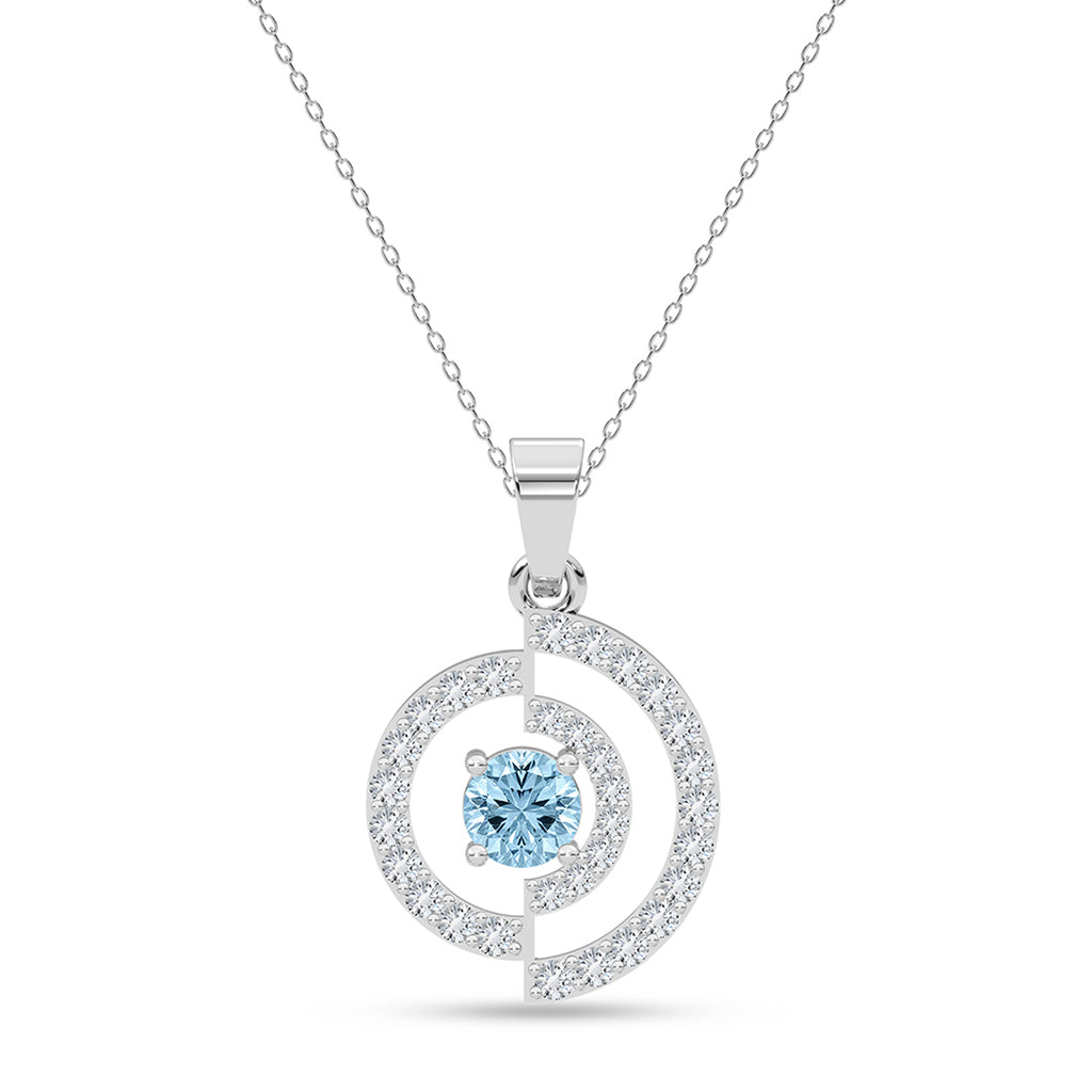 Silver Rici Sky Blue Pendant with Chain