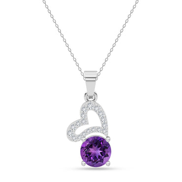 Silver Venti Purple Heart Pendant with Chain