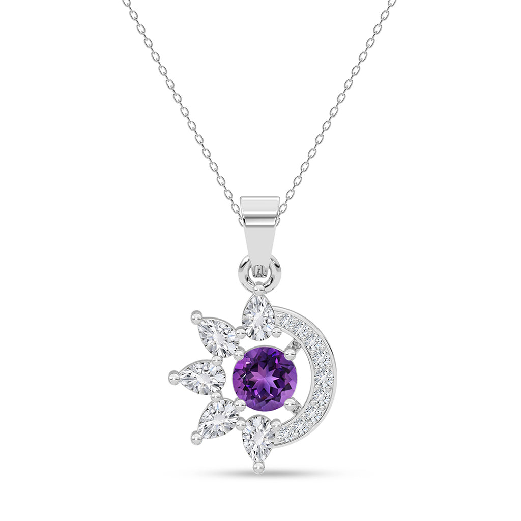 Silver Capri Purple Pendant with Chain