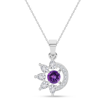 Silver Capri Purple Pendant with Chain