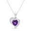 Silver Adelina Purple Heart Pendant with Chain