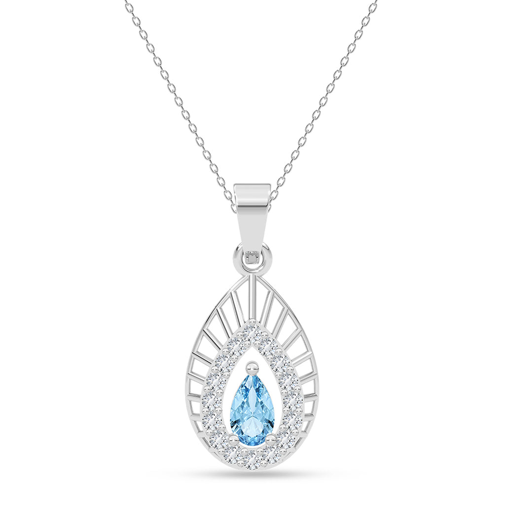 Silver Freni Sky Blue Pendant with Chain