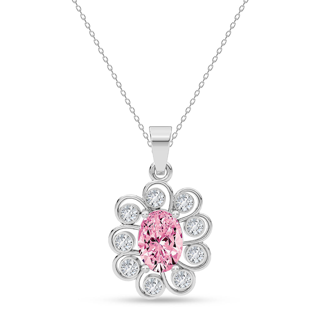 Silver Cielo Pink Pendant with Chain