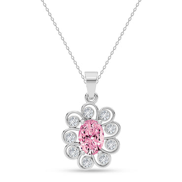 Silver Cielo Pink Pendant with Chain