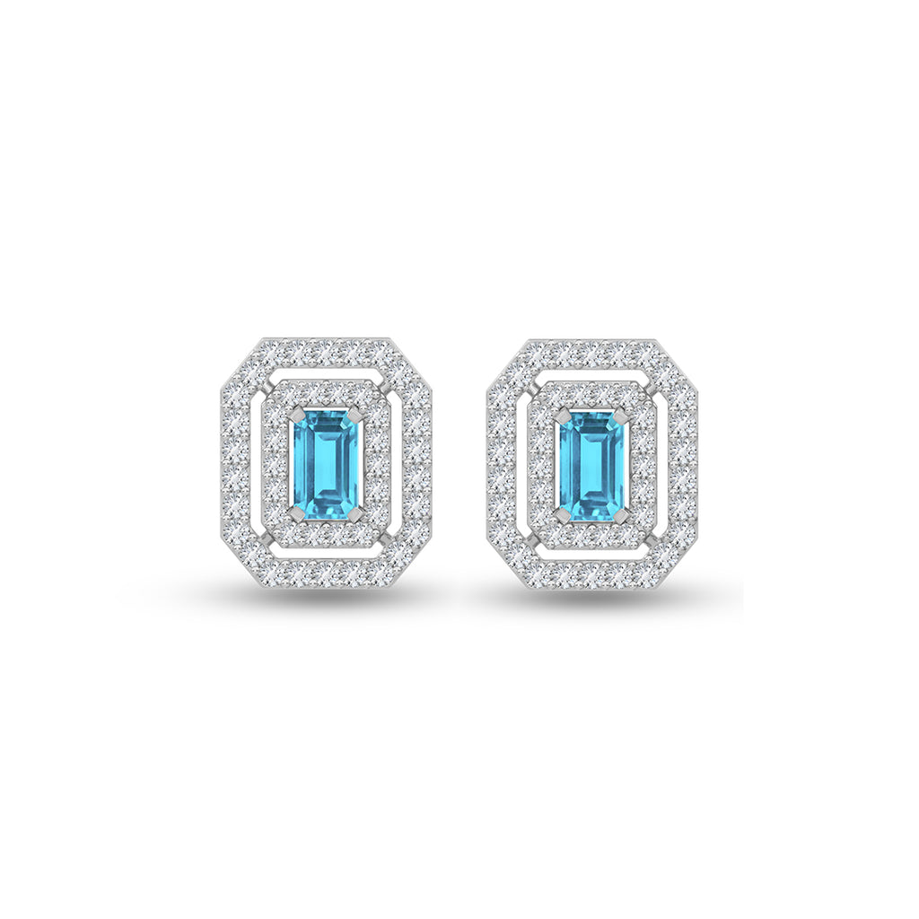 Silver Blu Elegante Stud Earrings