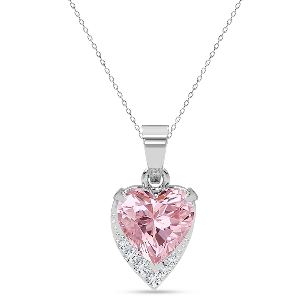 Silver Cimone Pink Heart Pendant with Chain