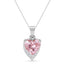 Silver Cimone Pink Heart Pendant with Chain