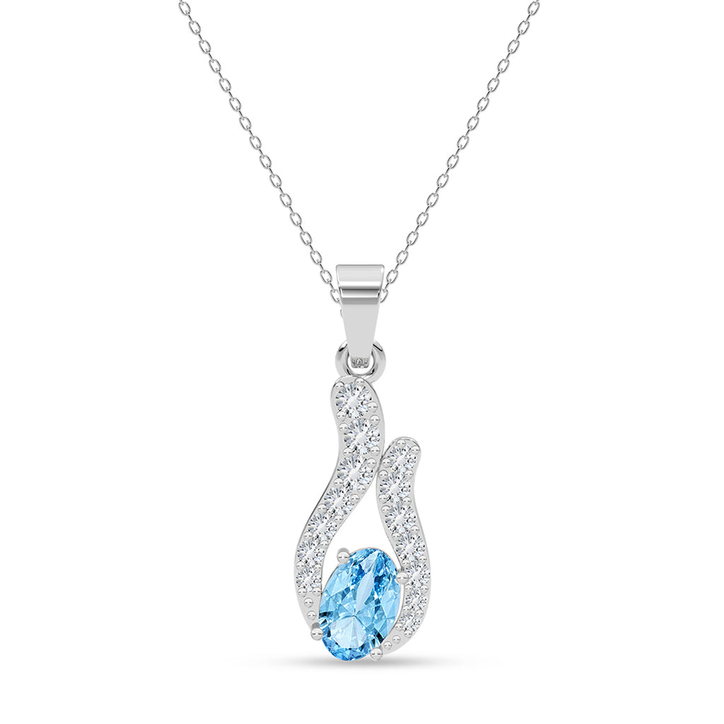 Silver Nilda Sky Blue Pendant with Chain