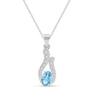 Silver Nilda Sky Blue Pendant with Chain
