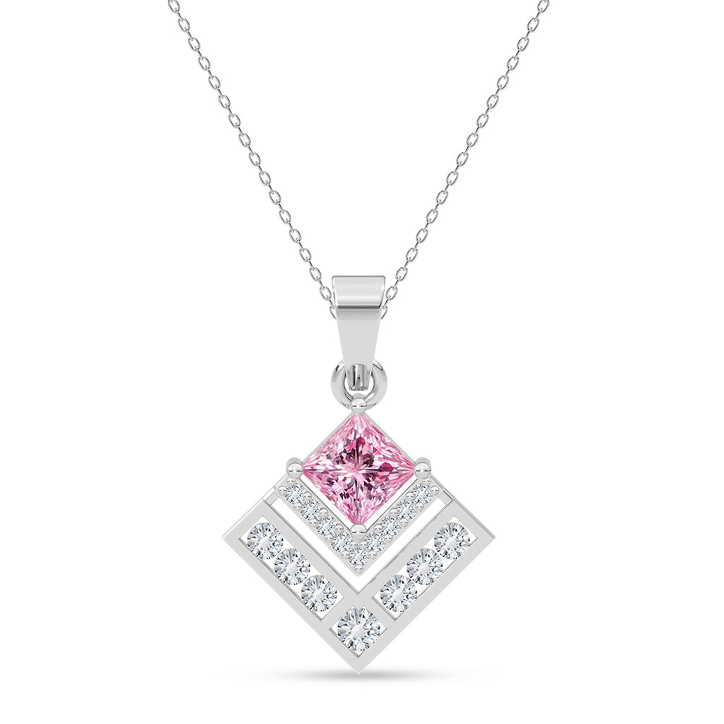 Silver Rosabella Pink Pendant with Chain