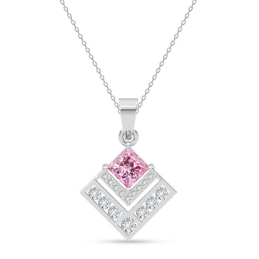 Silver Rosabella Pink Pendant with Chain