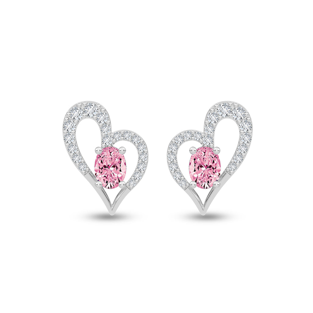 Silver Cuore Pink Heart Earrings