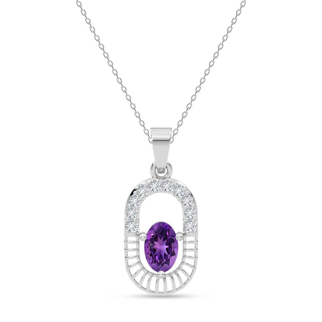 Silver Asti Purple Pendant with Chain