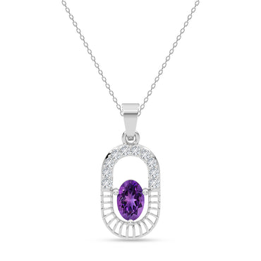 Silver Asti Purple Pendant with Chain