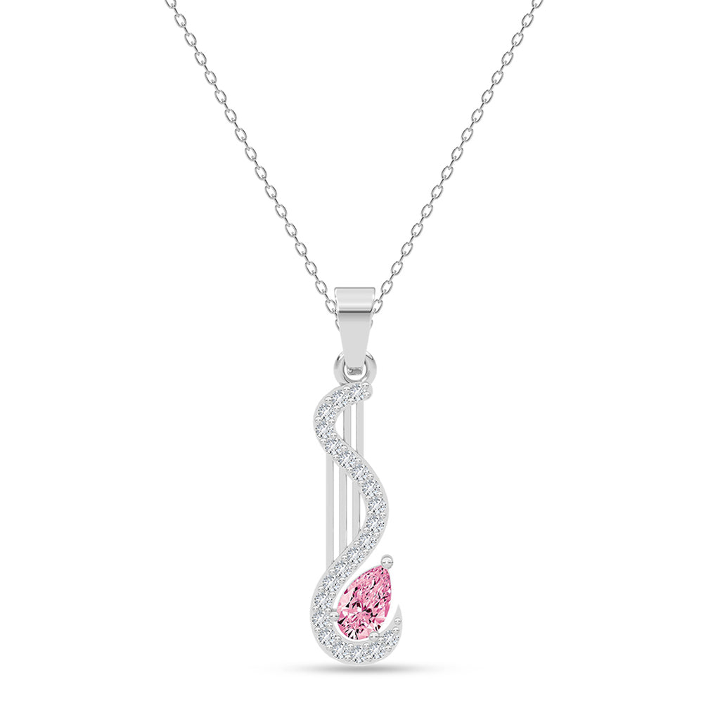 Silver Nico Pink Pendant with Chain