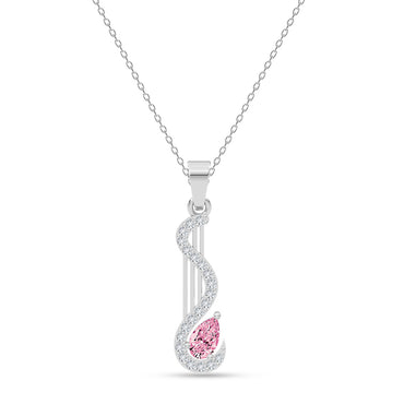 Silver Nico Pink Pendant with Chain