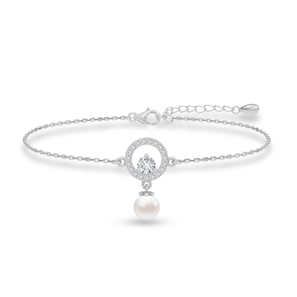 Silver Dante Pearl Adjustable Chain Bracelet