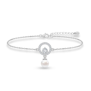 Silver Dante Pearl Adjustable Chain Bracelet