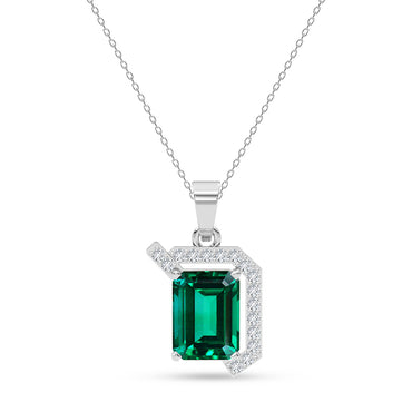 Silver Oriana Green Pendant with Chain