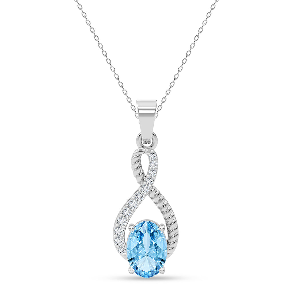 Silver Elda Sky Blue Pendant with Chain
