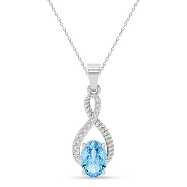 Silver Elda Sky Blue Pendant with Chain