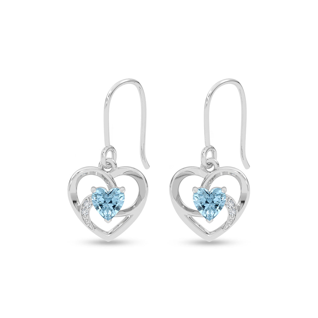 Silver Olesya Heart Drop Earrings