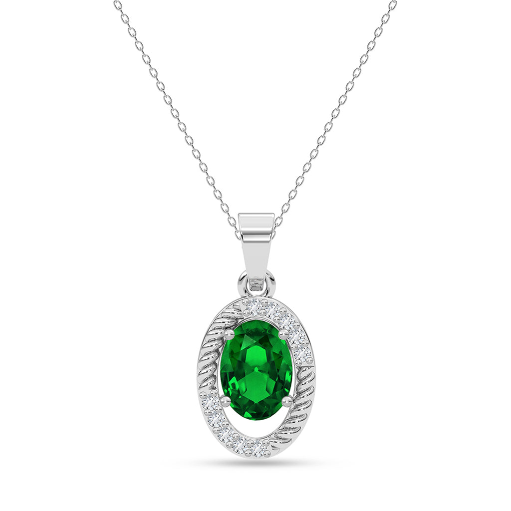 Silver Chiara Green Pendant with Chain